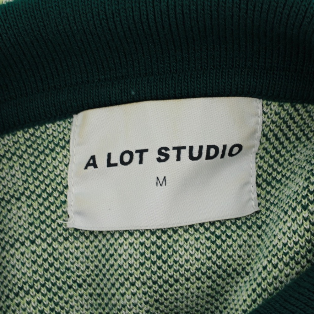 A Lot Studio Green Grid Cropped Varsity Cardigan Sweater Letterman Patch Medium - Picture 8 of 12